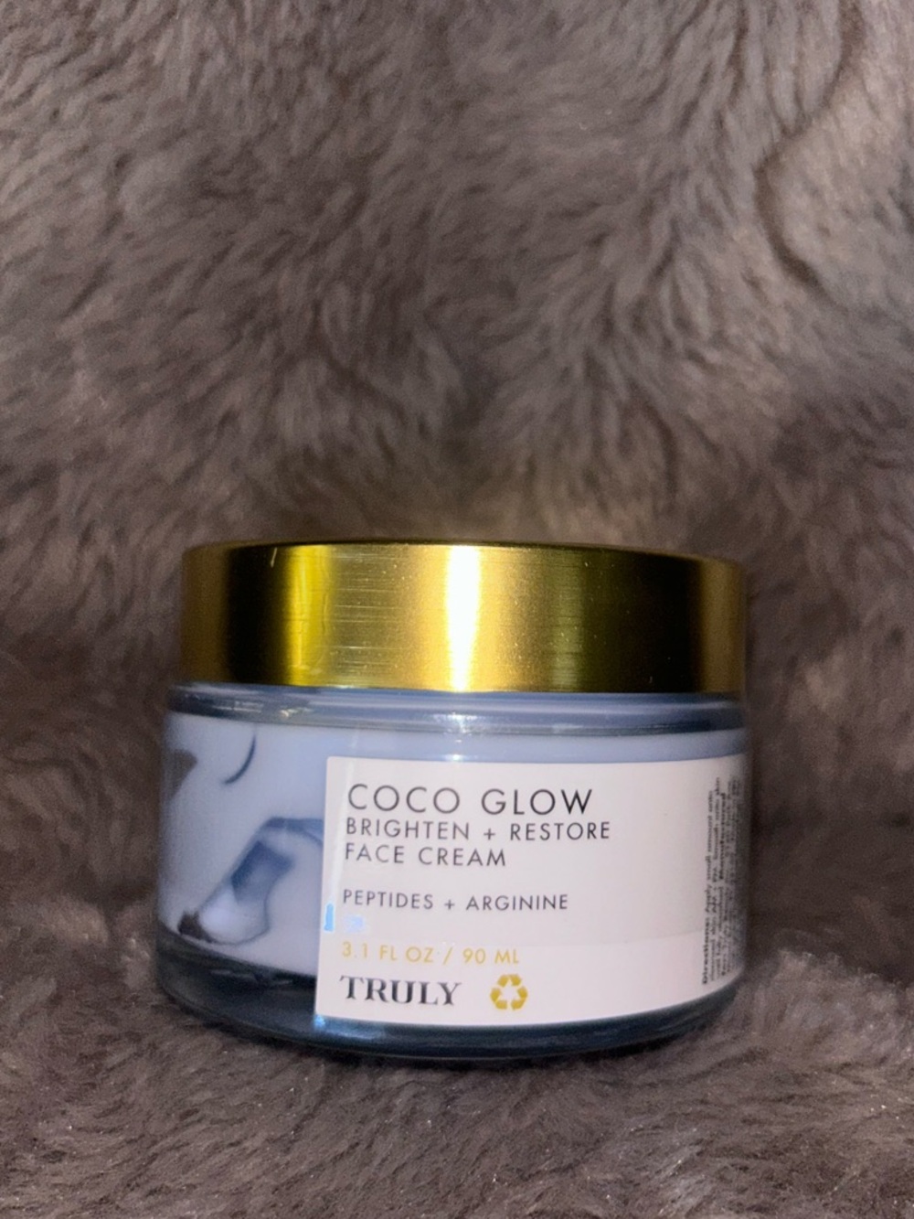 TRULY Coco Glow Brighten + Restore Face Cream — White Jar with Gold Lid
